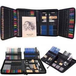 Ensemble de crayons de couleur et de croquis, 144 pièces, 72 pièces, Kit d'outils d'art pour dessin, aquarelle, crayon à huile m