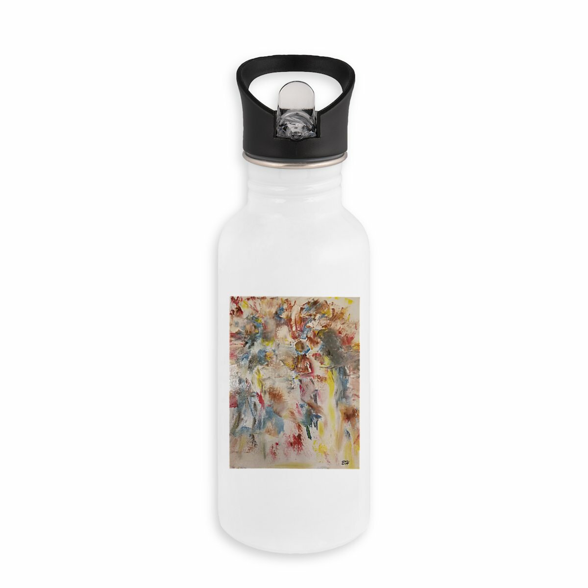 Bouteille en inox avec paille oeuvre de l'artiste BH