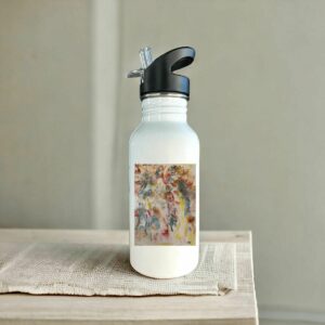 Bouteille en inox avec paille oeuvre de l'artiste BH